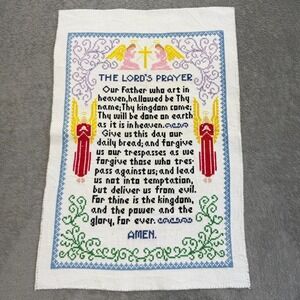 The Lord's Prayer Handmade Completed Cross Stitch Christian Sampler 12 X 17"